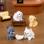 figurines chiens mignons résine cartoon peluche yeux colorés extérieur ornements micro paysage