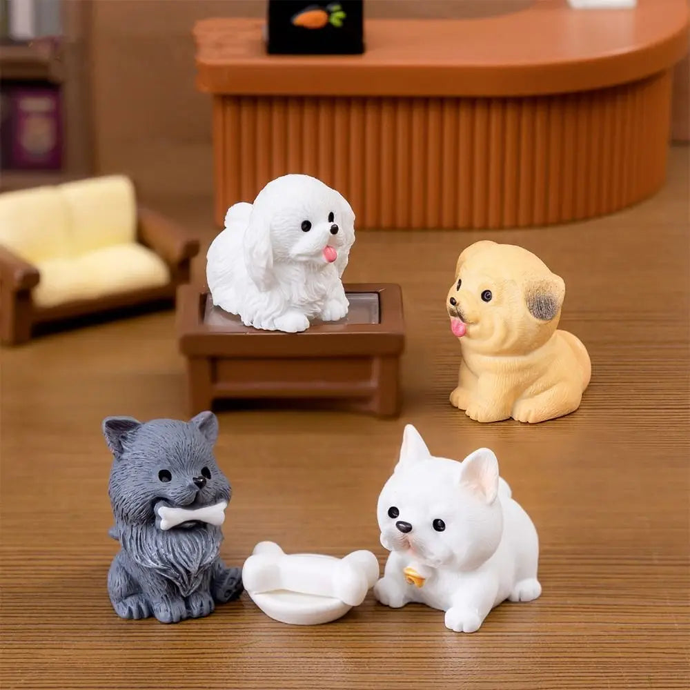 figurines chiens mignons résine cartoon peluche yeux colorés extérieur ornements micro paysage