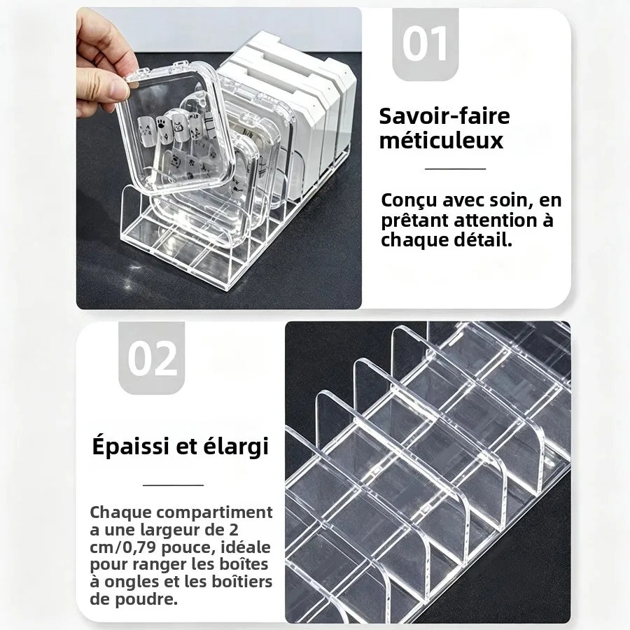 présentoir rangement transparent moderne boîtes ongles 85cmx17cm multifonctionnel acrylic.storage transparente