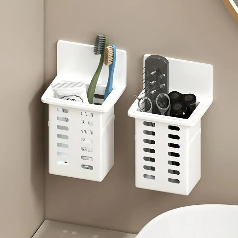 porte brosses dents adhésif moderne noir blanc perforé salle bain rangement multifonctionnel