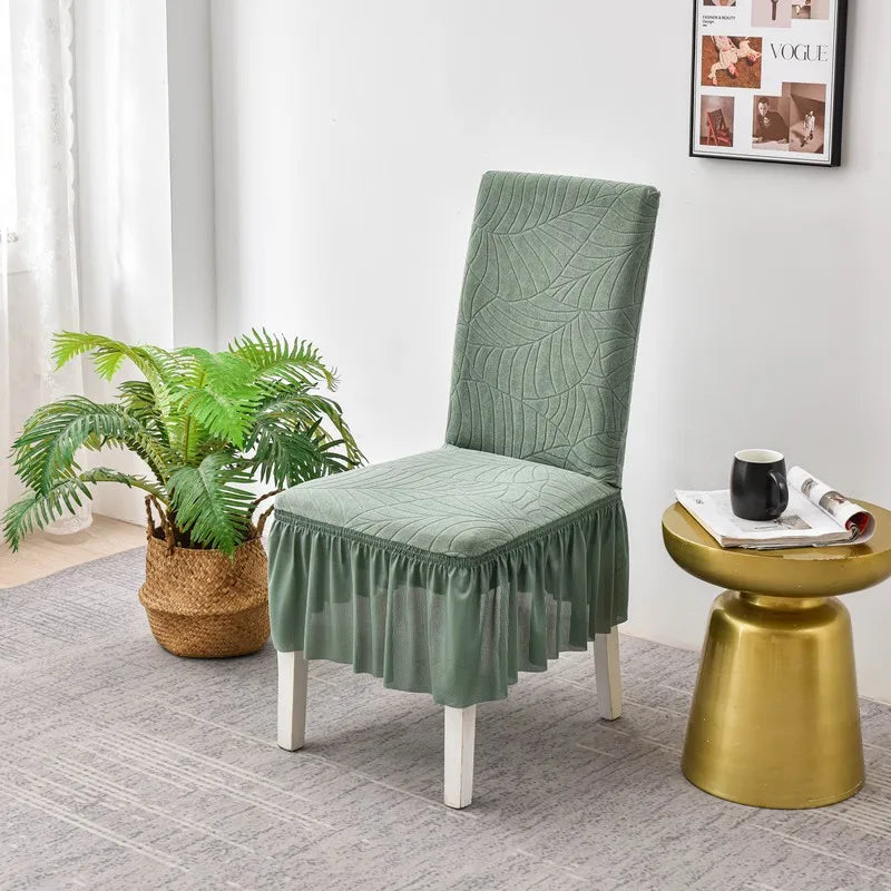 housse chaise moderne imprimé feuilles élastique décoration salon salle manger maison