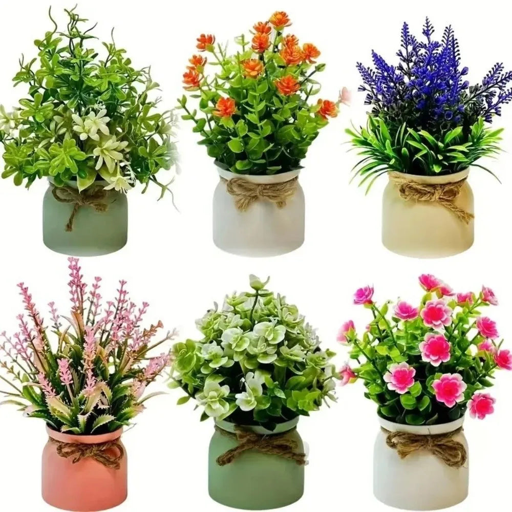 plantes artificielles modernes feuilles fleurs multicolores pot décoration intérieure extérieure