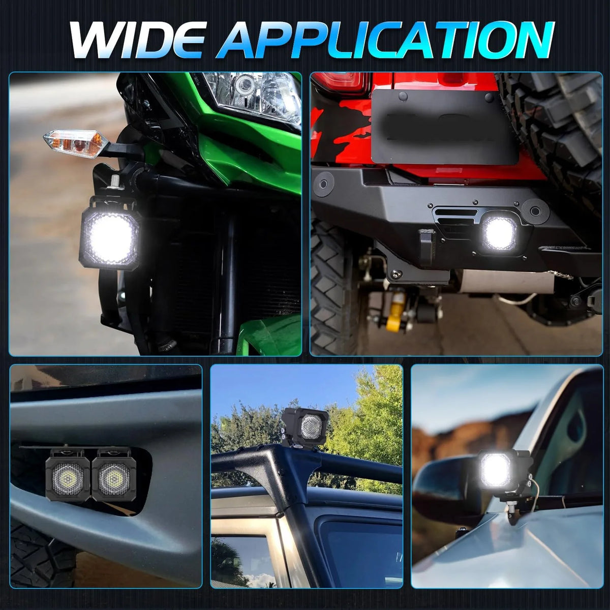 feux travail led noir 50w ip68 étanche ajustables haute luminosité off road unique optique