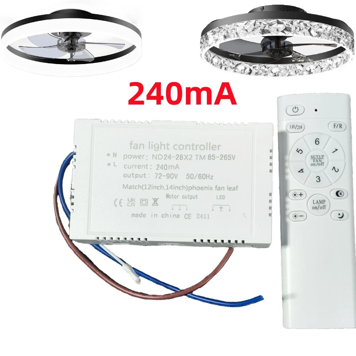 ventilateur plafonnier led blanc moderne rond diamants contrôleur lumière télécommande 6000k 4500k 3000k