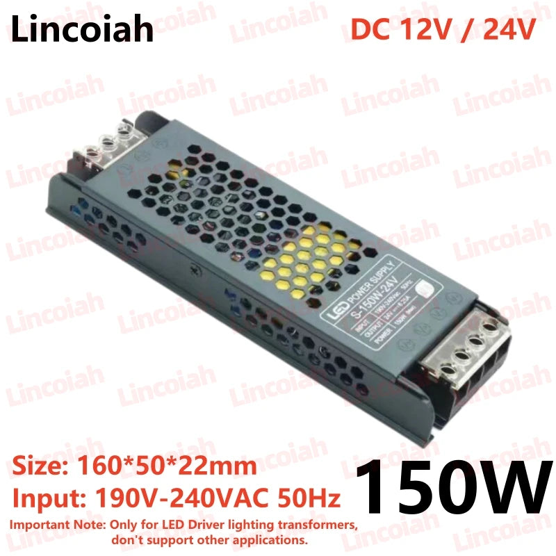 transformateur alimentation led 12v 24v 60w 100w 200w noir moderne sans bruit certification rohs