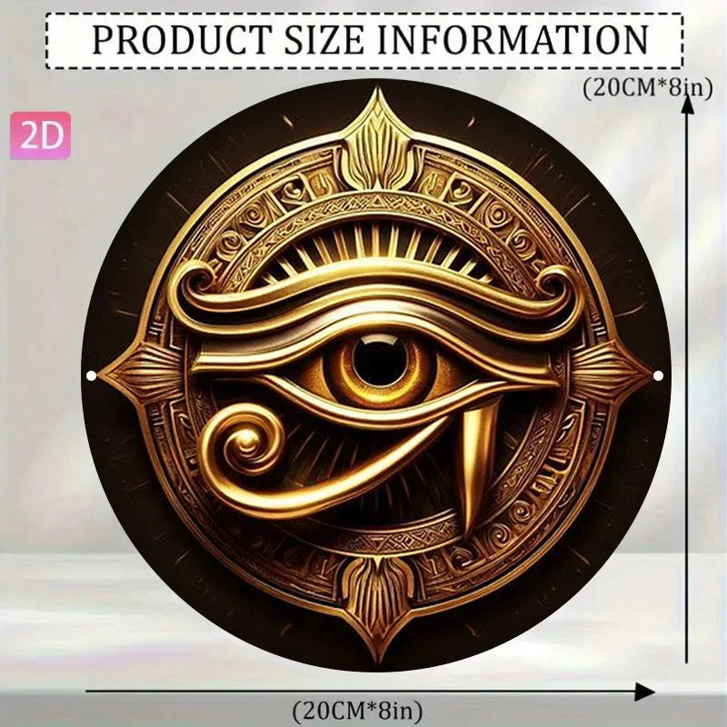 plaque murale oeil horus bleu doré art déco rétro ornement géométrique 20cm fixation mur