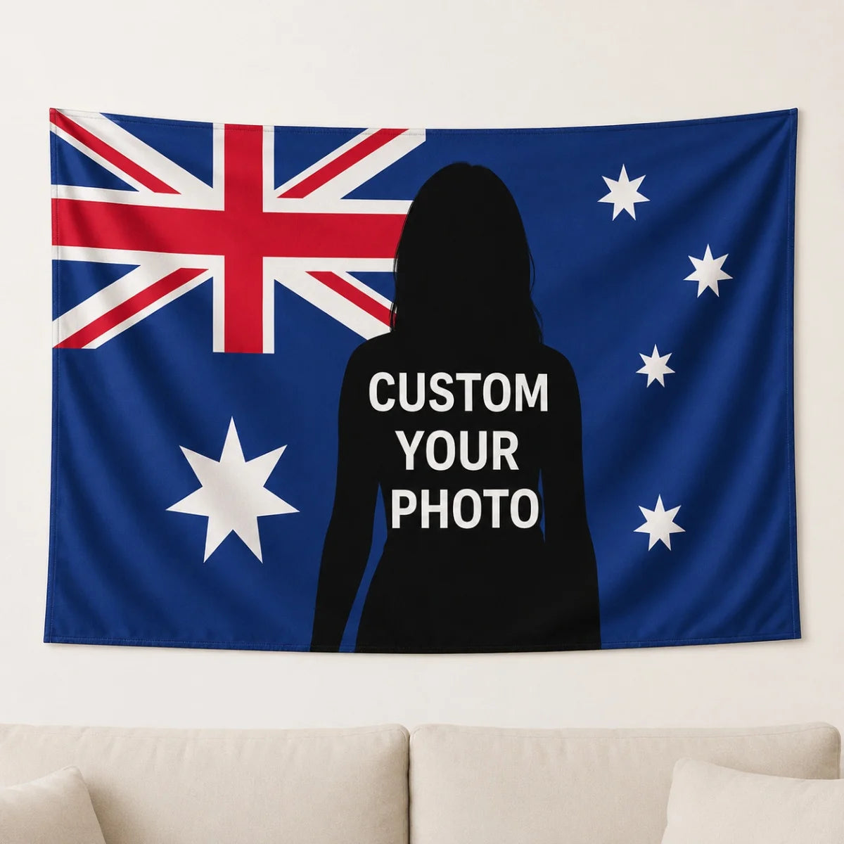 tapisserie moderne drapeau australien bleu rouge blanc étoiles personnalisée polyester rectangle durable haute qualité