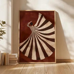 affiche abstraite moderne toile sans cadre rayures concentriques marron blanc salon chambre vertical