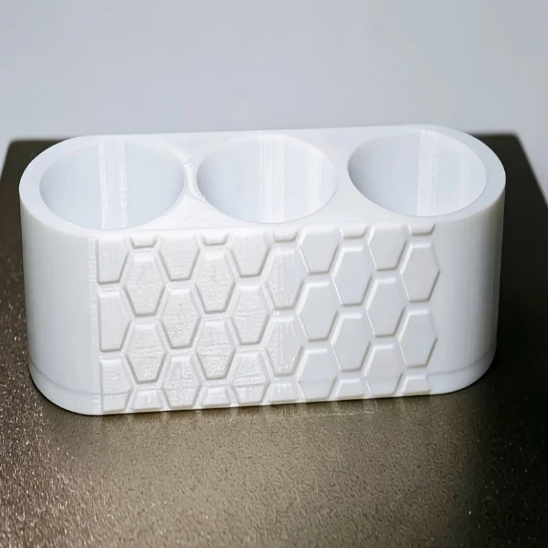 support moderne trois emplacements blanc hexagones télécommandes rangement salon plastique abs