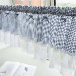 rideau gingham semi transparent vintage rustique salon polyester blanc noir bleu rouge