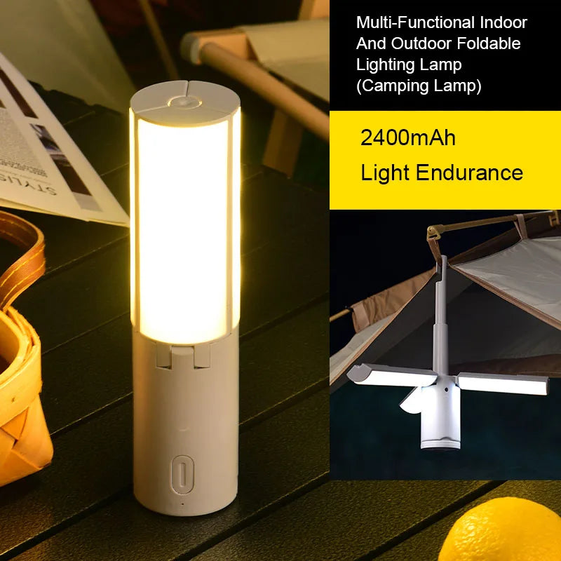 lampe camping pliable rechargeable led blanc moderne 12h éclairage annneau crochet emergency