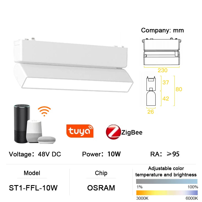 luminaire led rail magnétique blanc moderne système éclairage intérieur mince aluminium fixation aimant maison