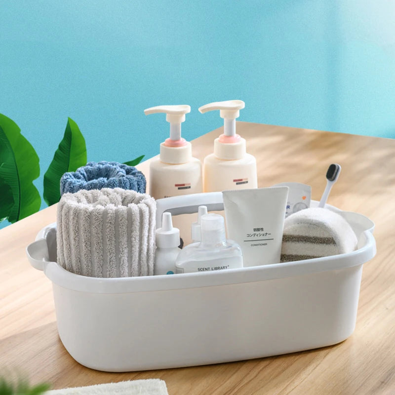 panier rangement portable moderne gris blanc bleu outils cuisine salle bain douche multifonctionnel plastique
