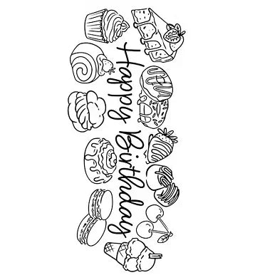 tampons transparents happy birthday fleurs animaux coeurs outils géométriques textes cartonnage anniversaire