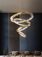suspension lumineuse moderne or noir strass circulaire chambre salon led