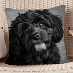 housse coussin imprimé chien orange noir polyester moderne décoration chambre voiture 45x45cm opaque