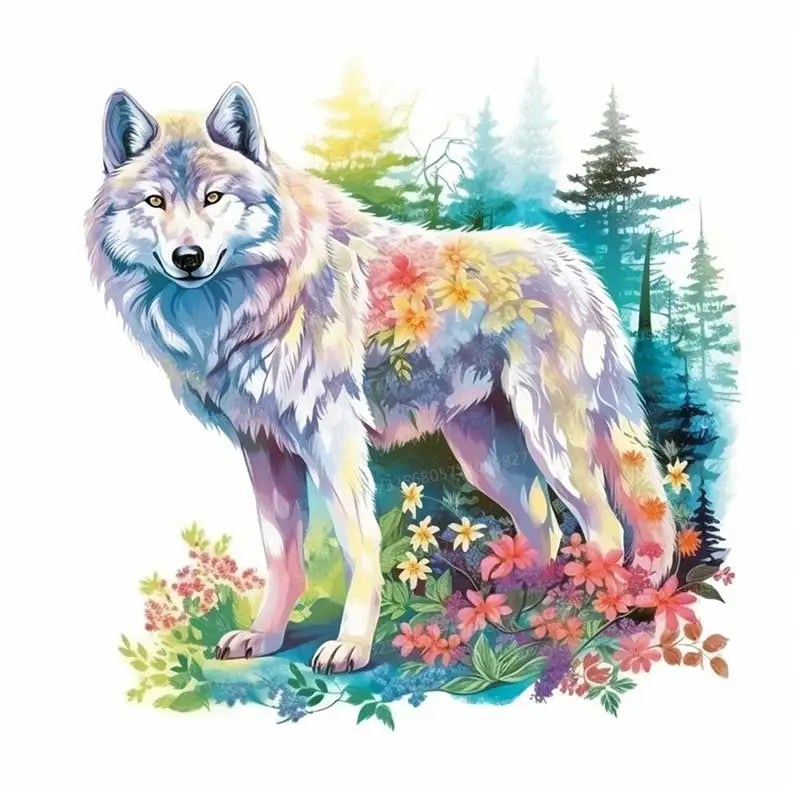 autocollant mural loup aquarelle décoration chambre enfant salon sticker animal décoratif mural artistique