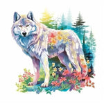 autocollant mural loup aquarelle décoration chambre enfant salon sticker animal décoratif mural artistique