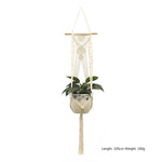 support plante suspendue macramé blanc artisanal anneaux métalliques pot inclusion 90cm 105cm 155cm