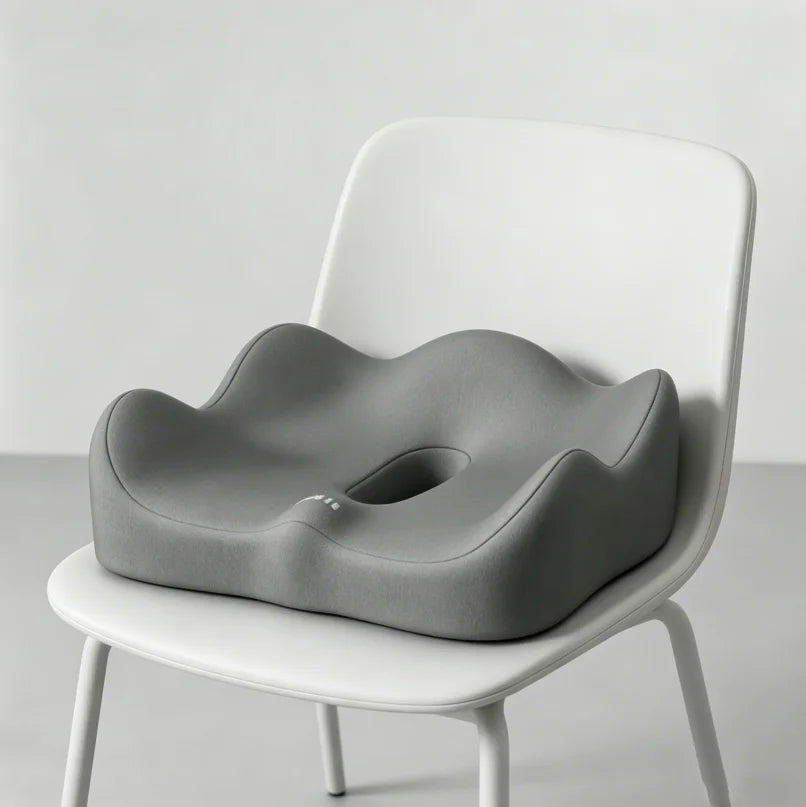 coussin soutien assise mousse mémoire forme tissu souple gris contemporain ergonomique sans fixation