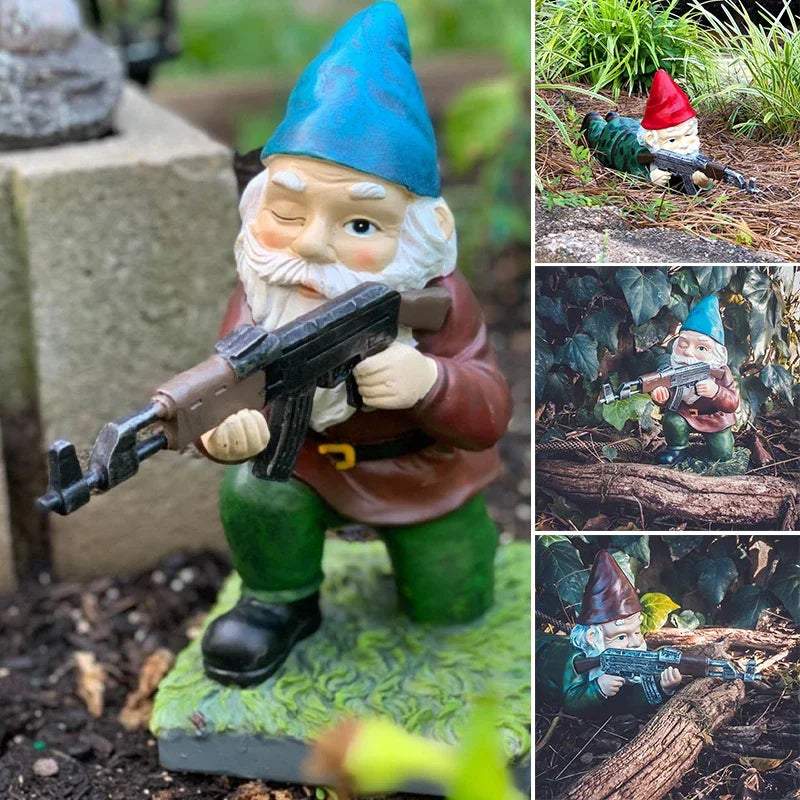 statuette lutin humoristique résine verte bleue rouge ornement extérieur jardin maison cadeaux