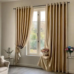 rideaux dorés semi occultants tissu lisse moderne extérieure fenêtre française adaptable maison