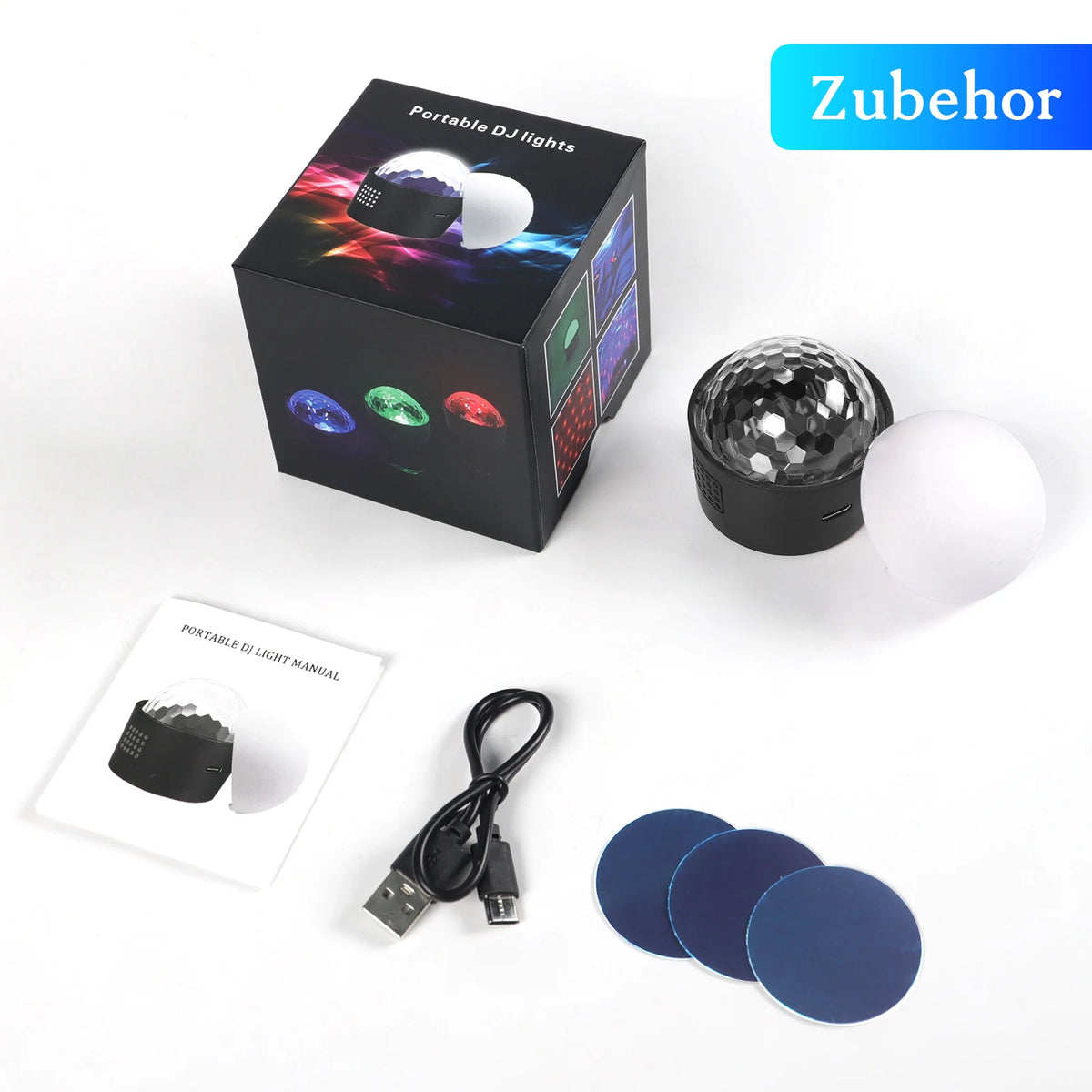 lumière led disco boule multicolore portative effet son activé moderne aimantée 3watts rechargeable câble