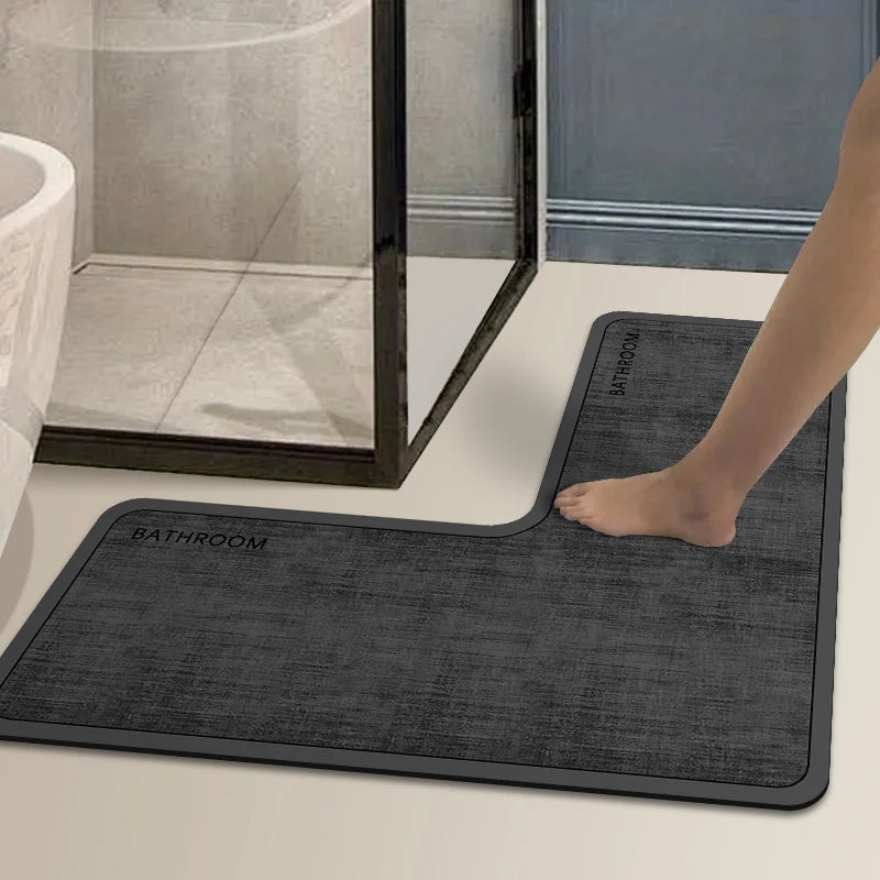 tapis bain gris moderne antidérapant texture tissée adhésif 120cm 75cm