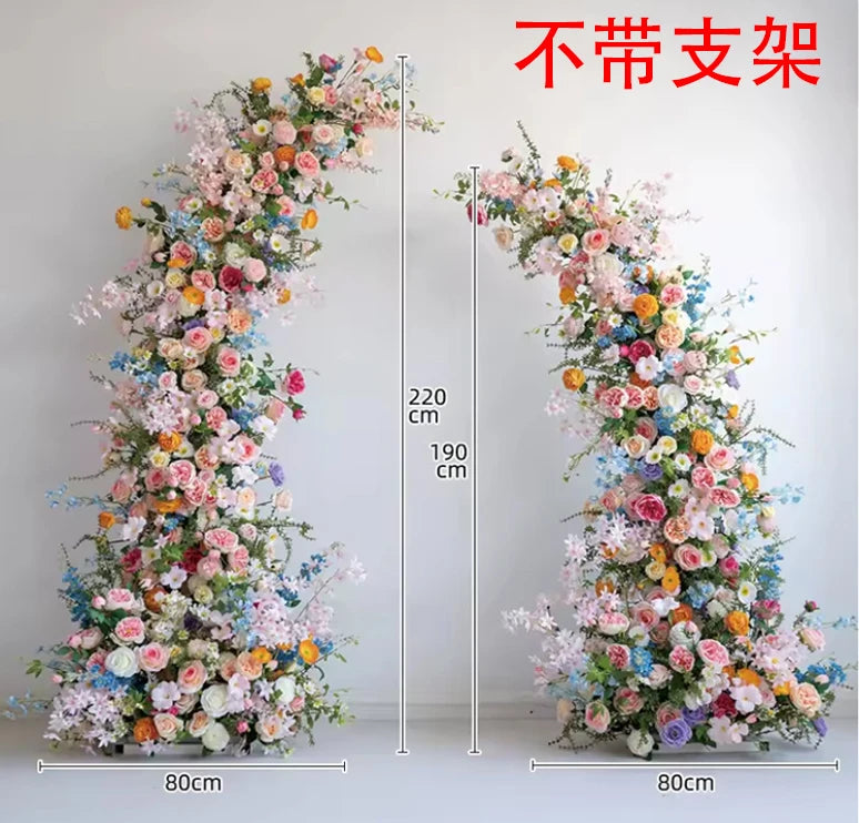 arches décoratives florales artificielles violettes roses romantiques mariageintérieur bouquets fleurs variées texturées
