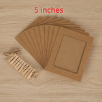 cadres photo carton noir marron blanc pinces bois suspension mur decorative rustic minimaliste