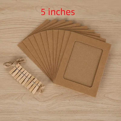 cadres photo carton noir marron blanc pinces bois suspension mur decorative rustic minimaliste