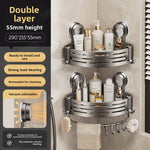 étagère salle bain gris moderne ventouse rangement bain murale ajourée crochets suction