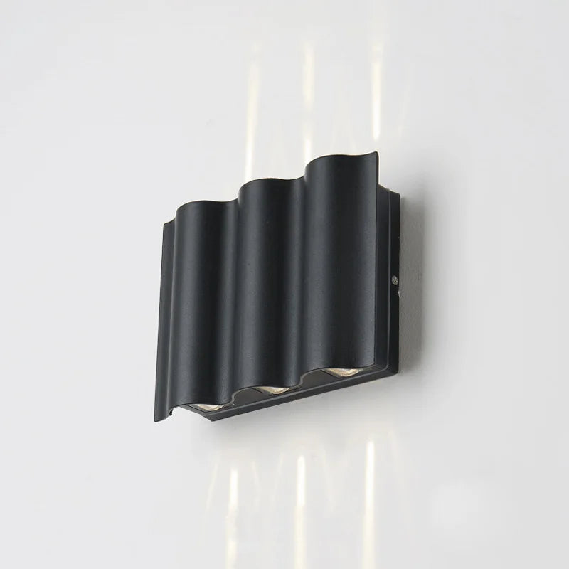 lampes murales extérieures noir ondulées ip55 6w 12w 18w moderne aluminium