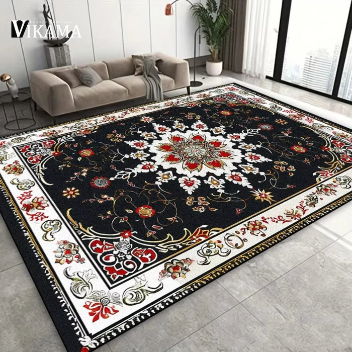 Tapis persan grande taille jaune dans un salon moderne