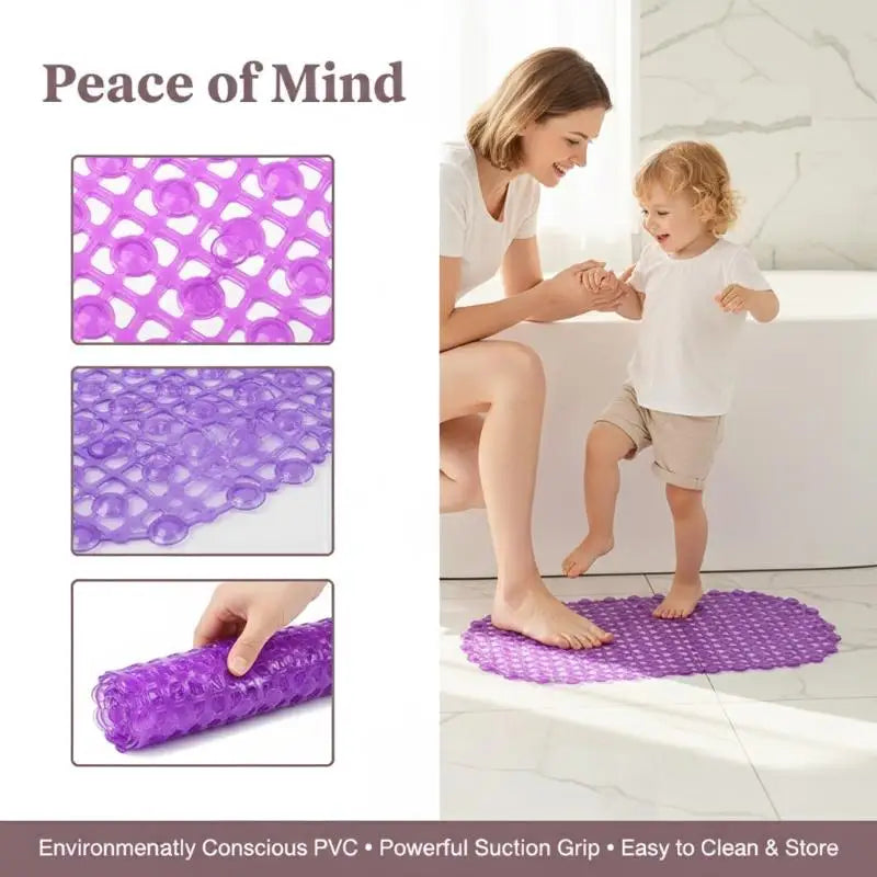 tapis bain rose violet reseau billes pvc anti dérapant moderne ventouses salle bain