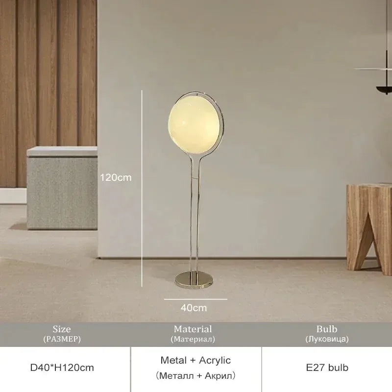 lampe sol moderne blanc sphères translucides intérieur salon chambre pied fixe métal