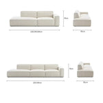 canapé d'angle moderne beige clair uni confortable salon minimaliste inclusion coussins tapis