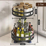 support rotatif deux niveaux noir acier inoxydable moderne vaisselle épices cosmétiques comptoir cuisine