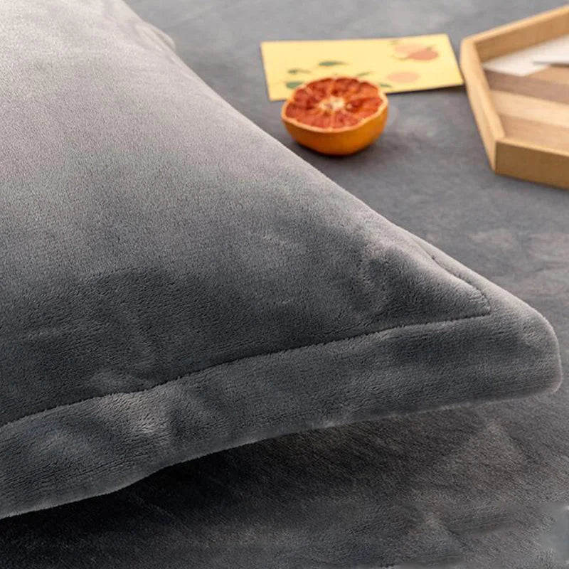 taies d'oreiller velours gris moderne 300 fils qualité supérieure opaques maison hiver