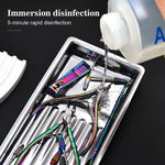 plateau acier inoxydable argenté rainuré instruments manucure professionnel storage tray cosmetic organizer