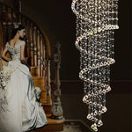 suspension lumineuse moderne cristal transparent argenté spirale élégante chaîne suspendue lumière décoration maison