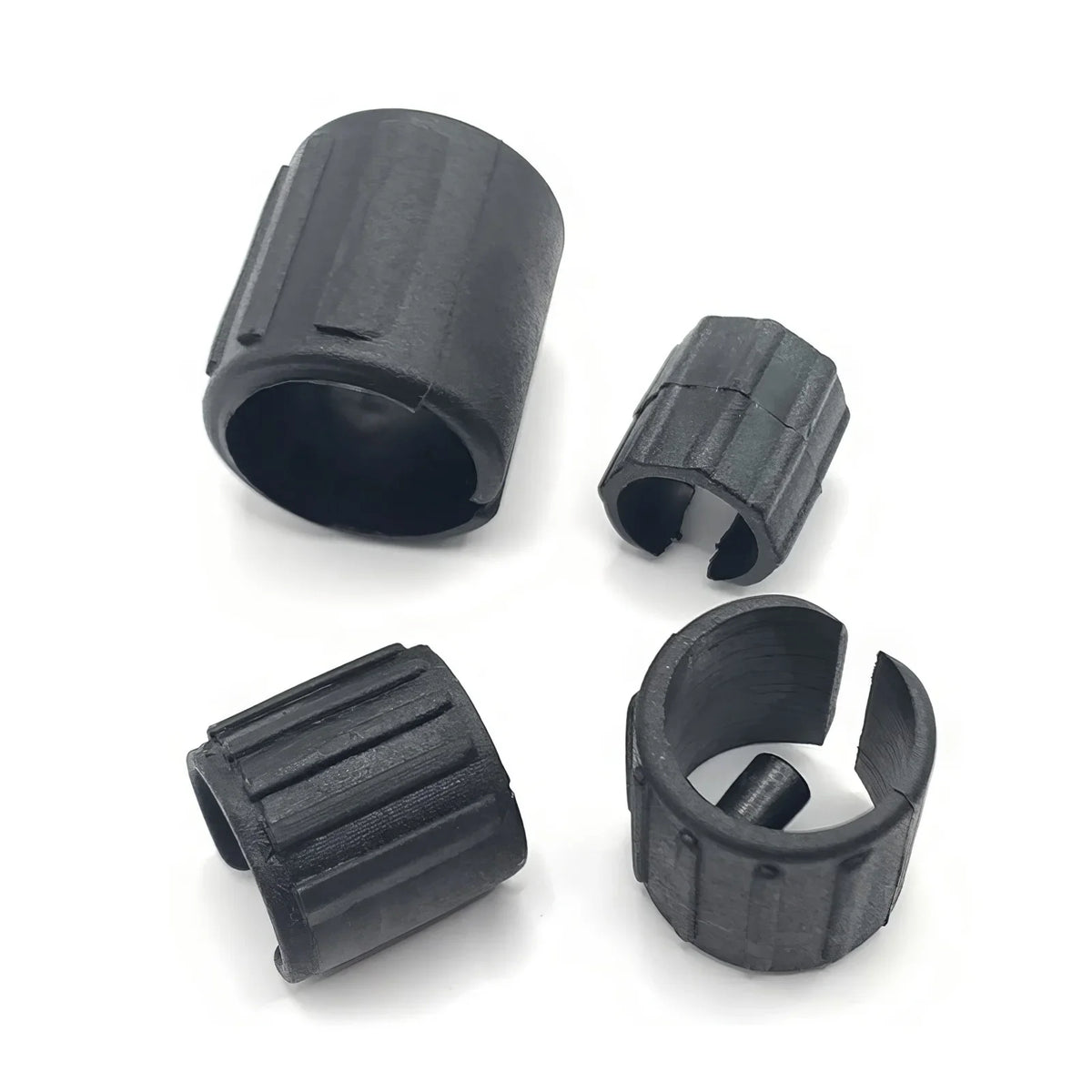 anneaux fixation noirs plastique rayures verticales moderne 13mm 16mm 19mm 22mm 25mm 32mm pack
