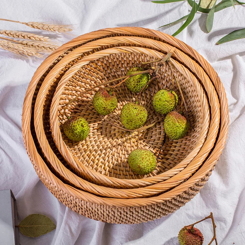 panier rotin tissage traditionnel rustique fruits rangement cuisine naturel artisanal