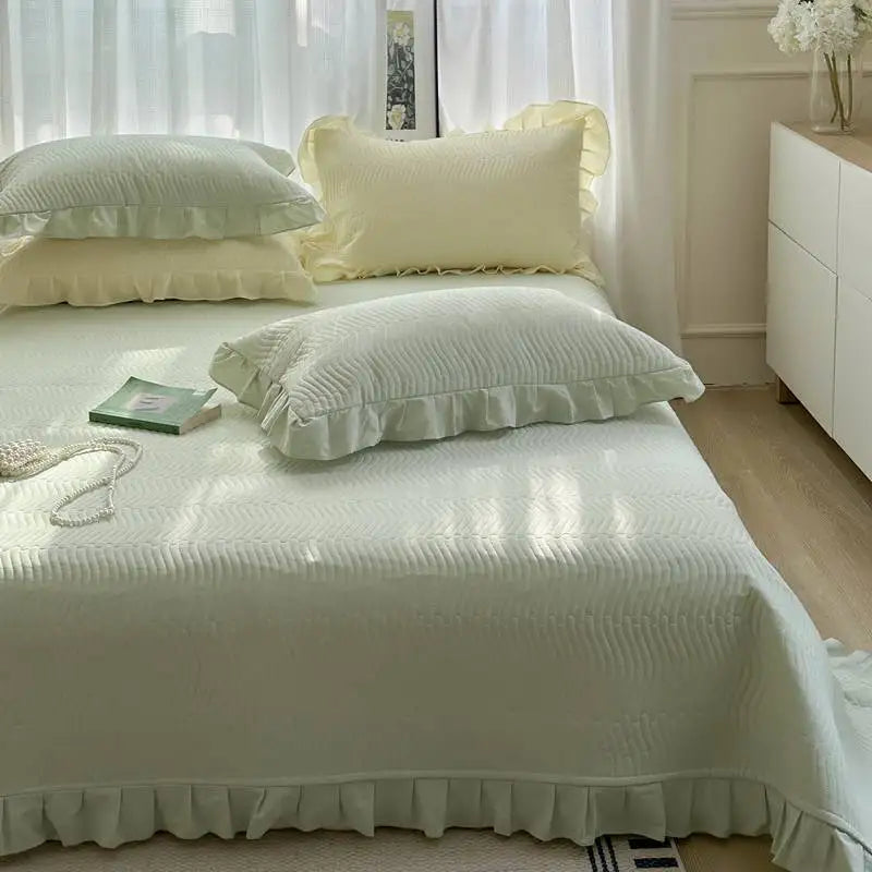 couvre lit coton tie dye rayures vert clair classique simple lit maison