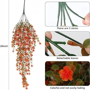 guirlandes florales artificielles suspendues rouge vert blanc décoration extérieure bohème feuilles fleurs