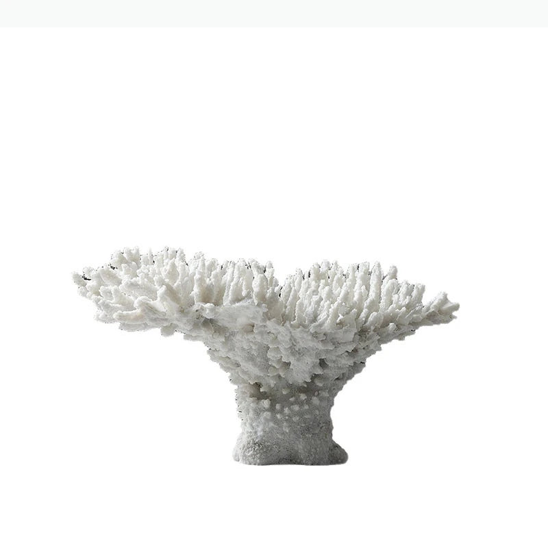 sculpture décorative corail blanc noir texture naturelle décorative sculptural base pierre noire moderne