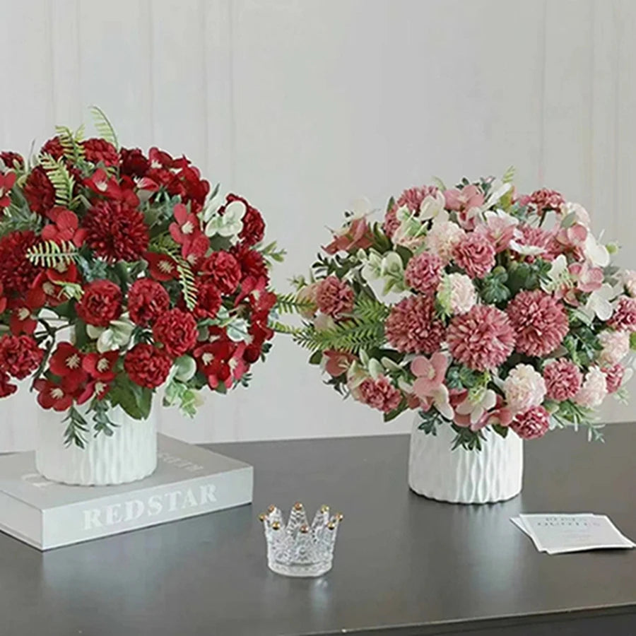 bouquet fleurs artificielles soie mariage décoration intérieure rose blanc vert modernes