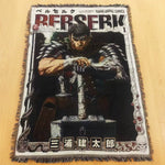 tapisserie dessin animé berserk personnage épée armure noir blanc gris bleu rouge marron jacinthe