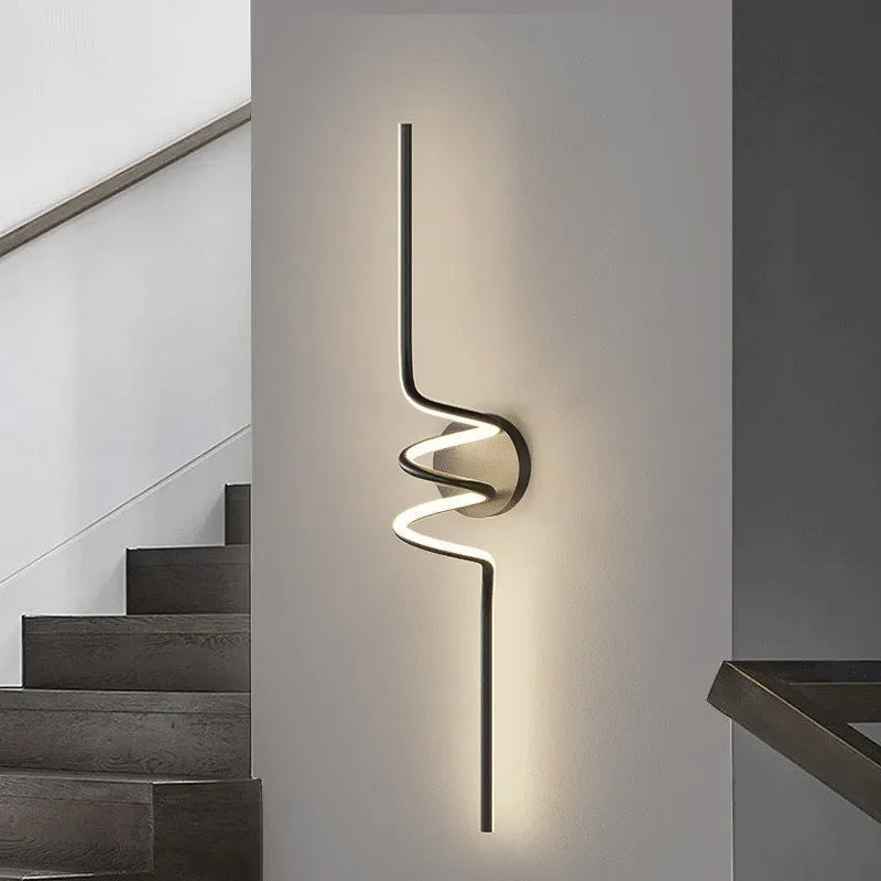 applique murale led moderne abstraite spirale noir minimaliste éclairage cuisine salle manger