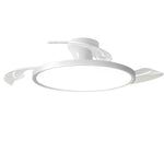 ventilateur led moderne noir blanc ailes lune lumiere télécommande contemporain
